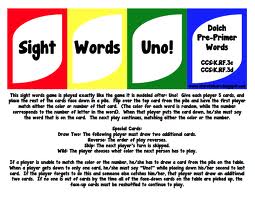 UNO Game using Sight words - free to download