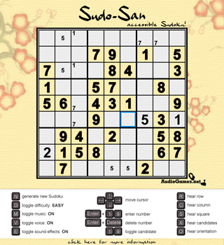 Sudoku game for visually impaired students